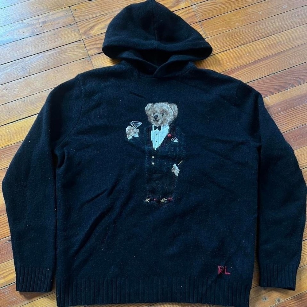 Polo Ralph Lauren Martini Tuxedo Bear Sweater Wool Knit Men's Size XL
